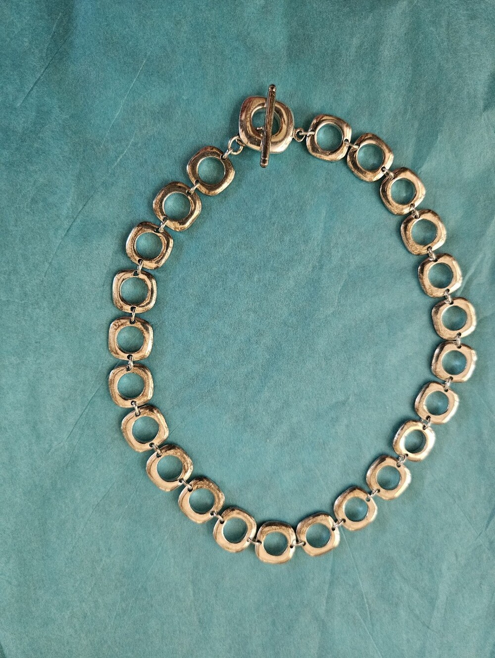 Tiffany & Co. Sterling Silver Square Cushion Chain Links Toggle Necklace